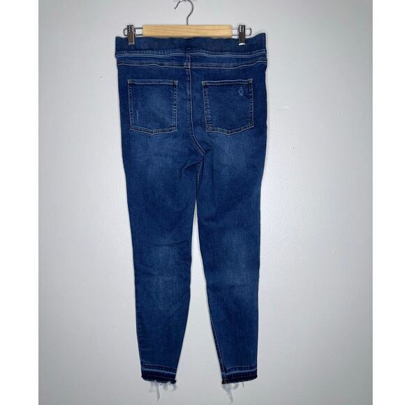 Spanx Distressed Skinny Jeans Dark Blue Wash Size Large Stretch Compression - Picture 7 of 7